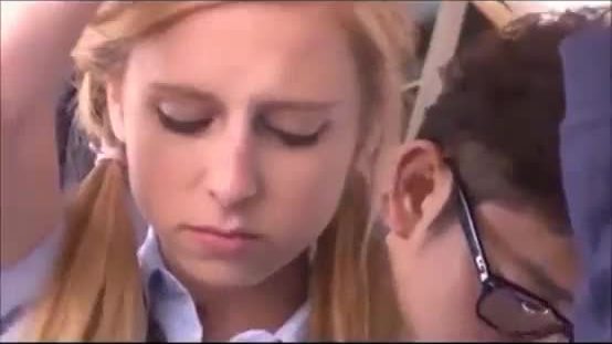 European blonde teen publicly groped and fucked on bus