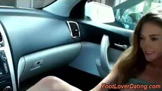 Hot footjob in the car